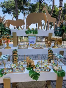 στολισμός βάπτισης για αγόρι με θεμα ζωάκια της ζούγκλας