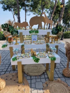 στολισμός βάπτισης για αγόρι με θεμα ζωάκια της ζούγκλας