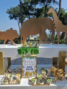 στολισμός βάπτισης για αγόρι με θεμα ζωάκια της ζούγκλας