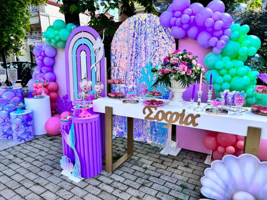 στολισμός βάπτισης με θέμα γοργόνα