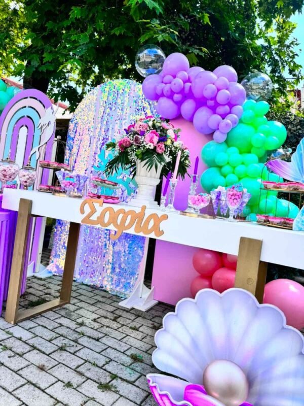 στολισμός βάπτισης με θέμα γοργόνα