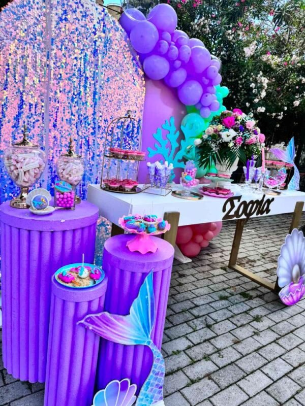 στολισμός βάπτισης με θέμα γοργόνα