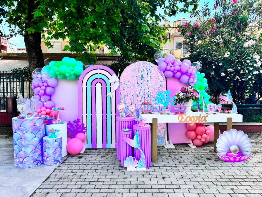 στολισμός βάπτισης με θέμα γοργόνα