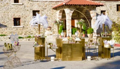 στολισμός γάμου λιλά και χρυσό