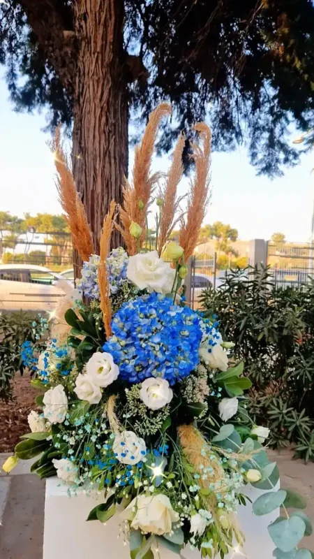 στολισμός γαμοβάφτισης σε μπλε αποχρώσεις