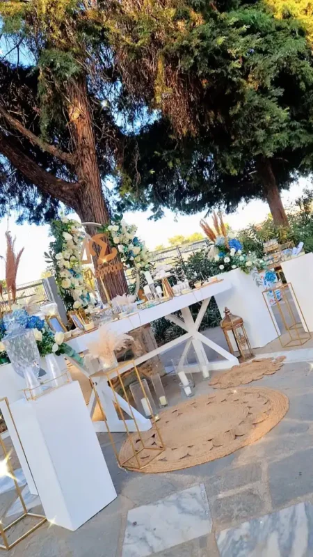 στολισμός γαμοβάφτισης σε μπλε αποχρώσεις