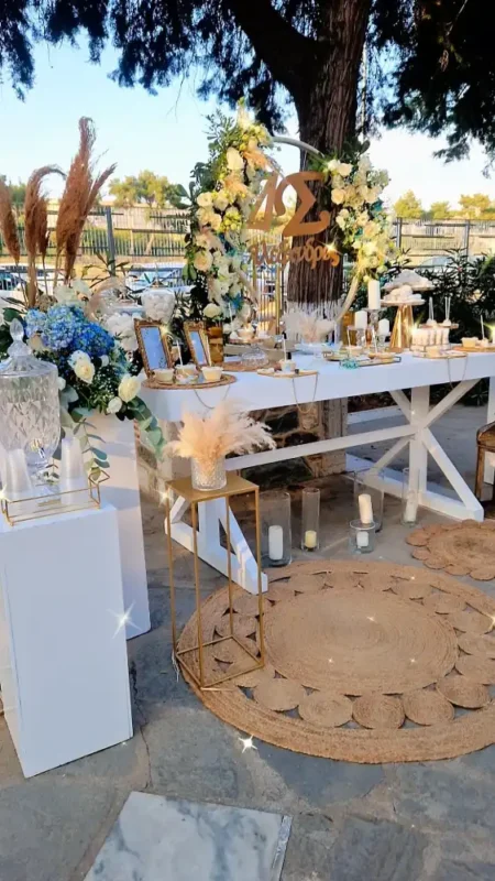 στολισμός γαμοβάφτισης σε μπλε αποχρώσεις