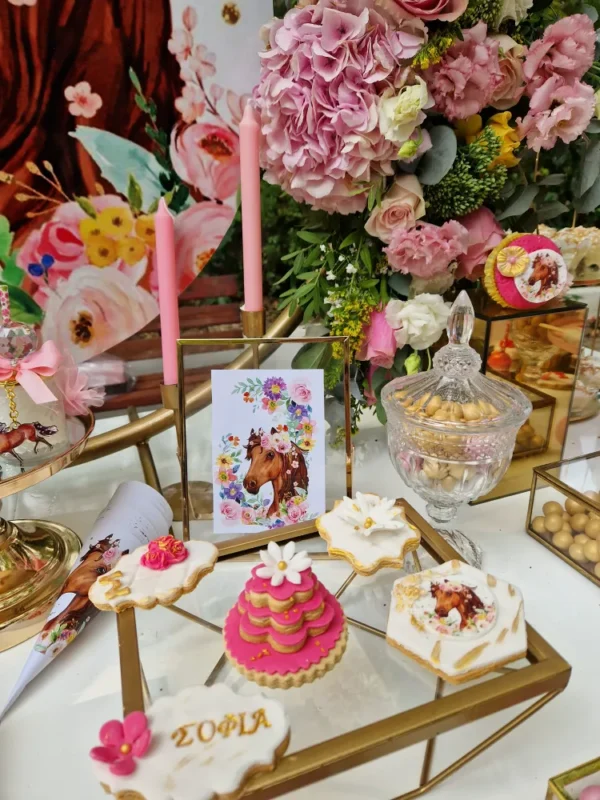 στολισμός βάπτισης με θέμα το άλογο