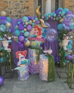 στολισμός βάπτισης με θέμα την ariel γοργόνα