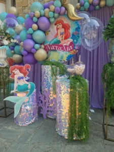 στολισμός βάπτισης με θέμα την ariel γοργόνα