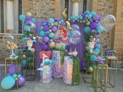 στολισμός βάπτισης με θέμα την ariel γοργόνα