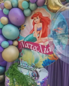 στολισμός βάπτισης με θέμα την ariel γοργόνα