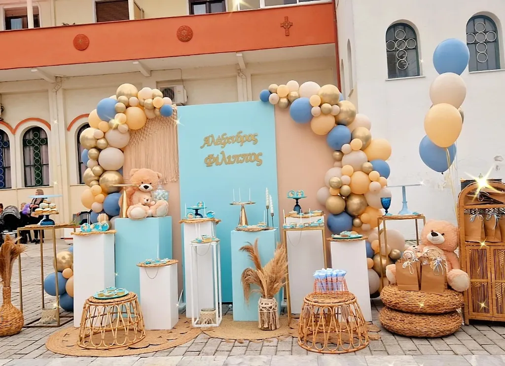 στολισμός βάπτισης αρκουδάκι μέντα