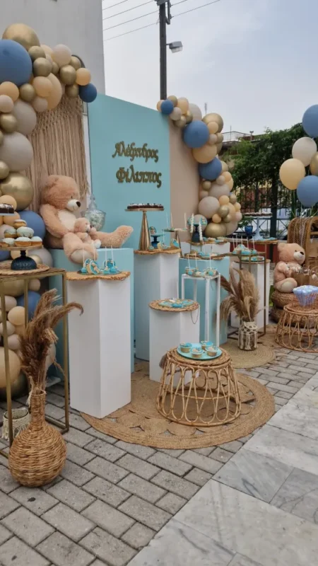 στολισμός βάπτισης αρκουδάκι μέντα