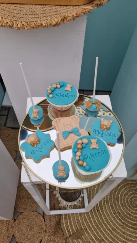 στολισμός βάπτισης αρκουδάκι μέντα