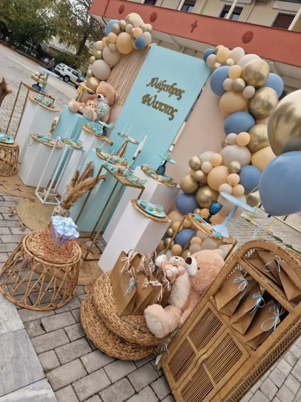 στολισμός βάπτισης αρκουδάκι μέντα