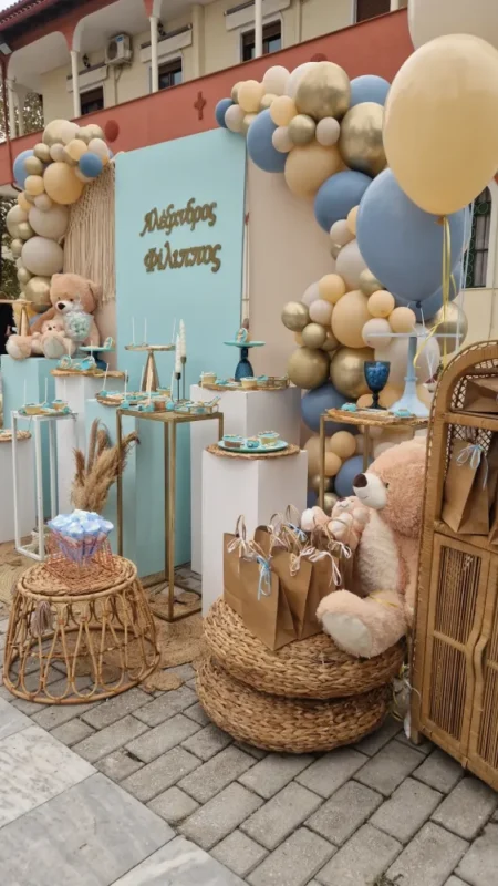 στολισμός βάπτισης αρκουδάκι μέντα