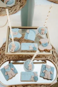 στολισμός βάπτισης αρκουδάκι αερόστατο