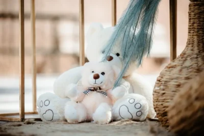 στολισμός βάπτισης αρκουδάκι αερόστατο