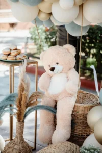 στολισμός βάπτισης αρκουδάκι αερόστατο