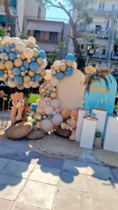 στολισμός βάπτισης αρκουδάκι αερόστατο