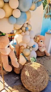 στολισμός βάπτισης αρκουδάκι αερόστατο