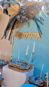 στολισμός βάπτισης αρκουδάκι αερόστατο