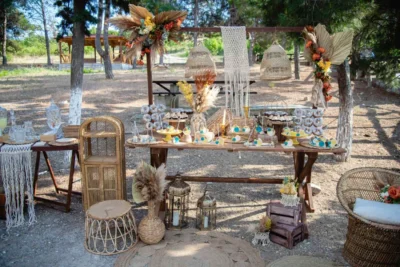 στολισμός βάπτισης boho