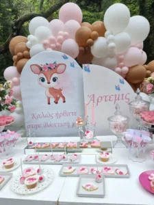 στολισμός βάπτισης με θέμα το ελαφάκι