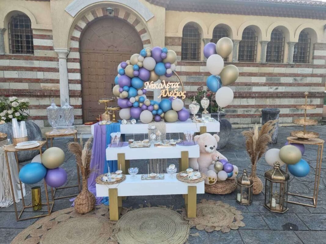στολισμός βάπτισης αρκουδάκι για αδέρφια