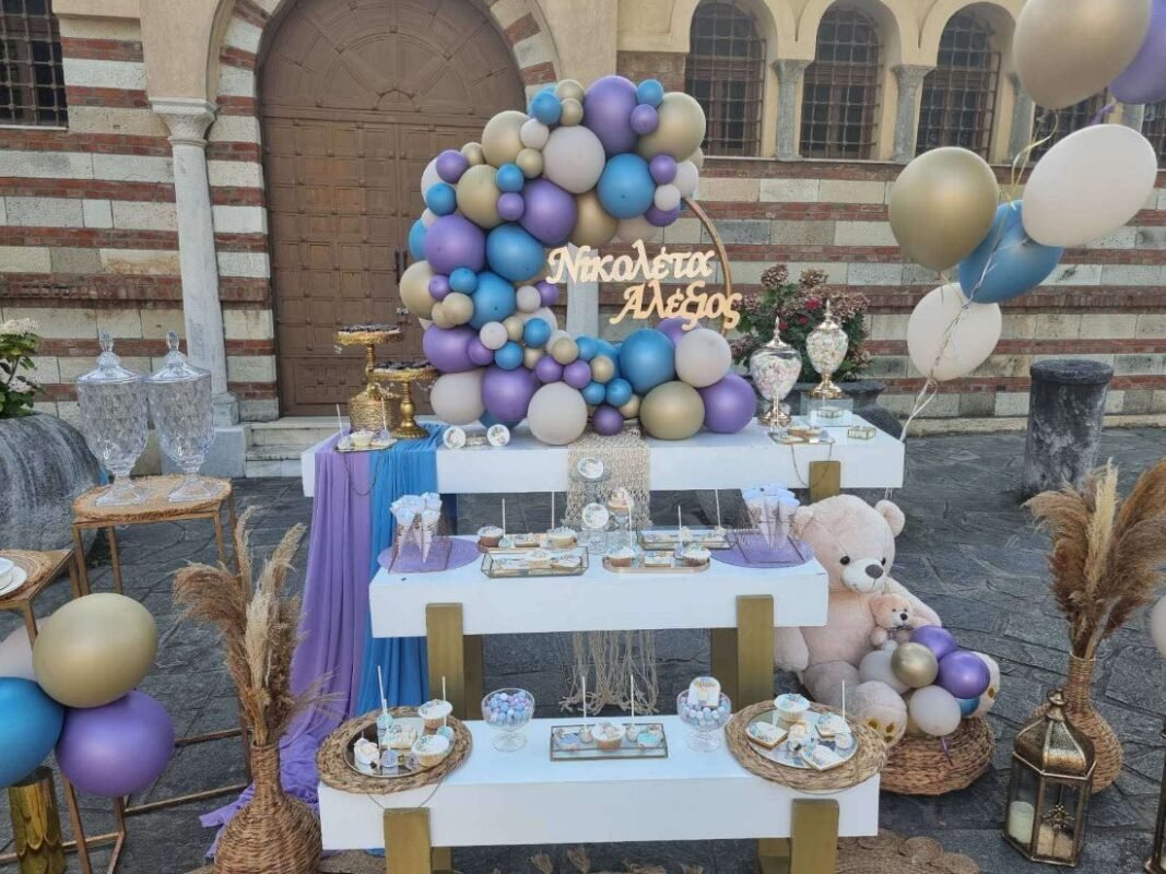 στολισμός βάπτισης αρκουδάκι για αδέρφια