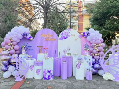 στολισμός βάφτισης με θέμα την πεταλούδα