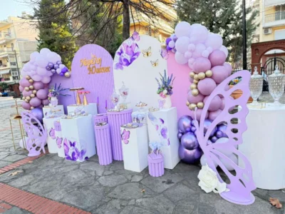 στολισμός βάφτισης με θέμα την πεταλούδα