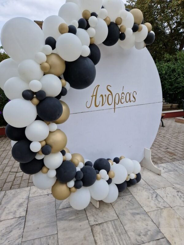 στολισμός βάπτισης με θεμα safari σε μαύρο και χρυσό