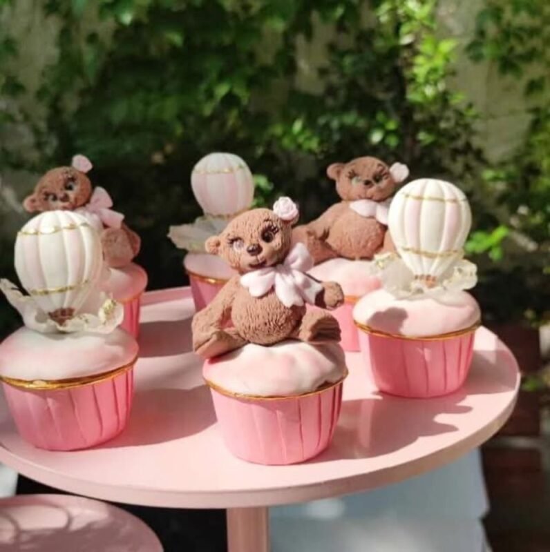 στολισμός βάπτισης αρκουδάκι αερόστατο