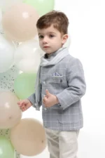 Βαπτιστικό ρούχο για Αγόρι Σιέλ-Μπεζ Καρό